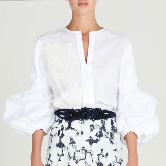 Silvia Tcherassi White Cotton Embroidered Wenda  Blouse Top Sz S  NEW - Picture 6 of 15